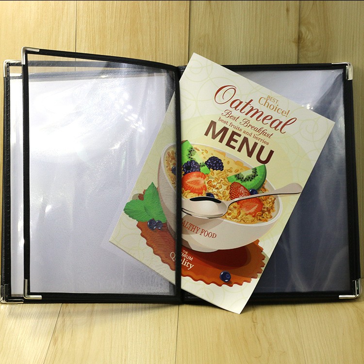 High Quality A4 Leather Restaurant Menu Book